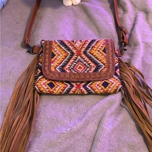 Myra Bohemian Fringe Crossbody Bag - Multicolor